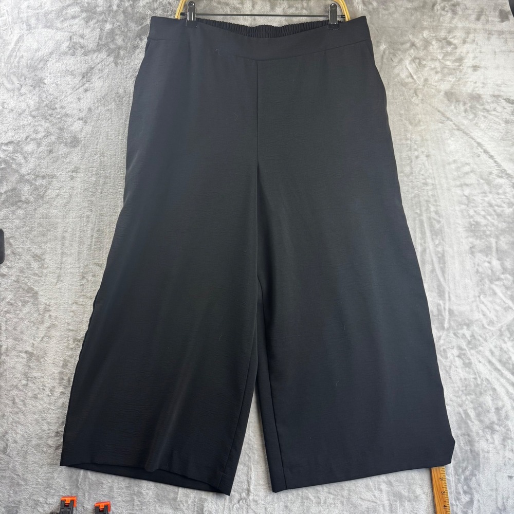 Nine West Crop Wide Leg Pants Women XXL Black Elastic Back Pockets (1880)